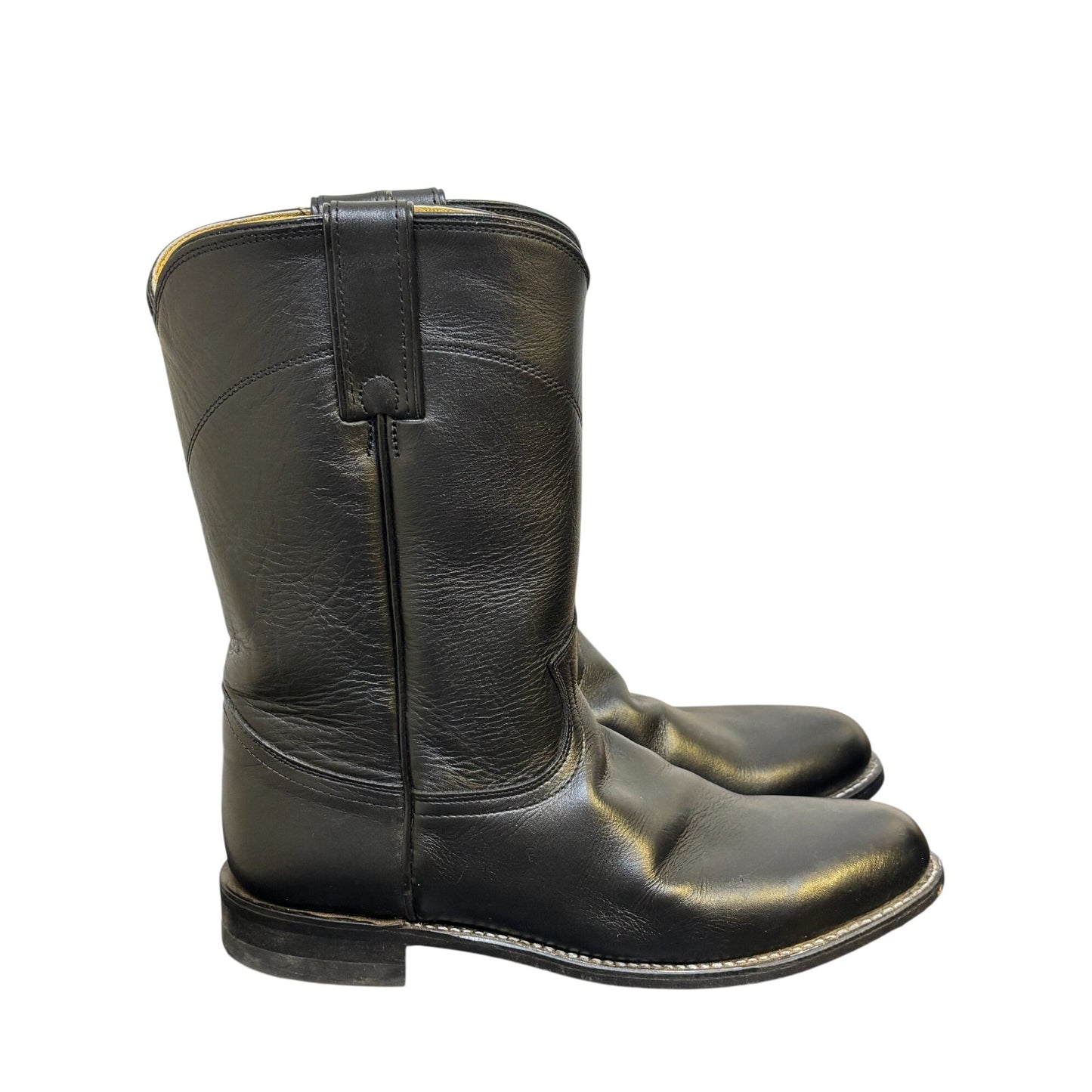 Justin Black Leather Western Boots Size 8.5