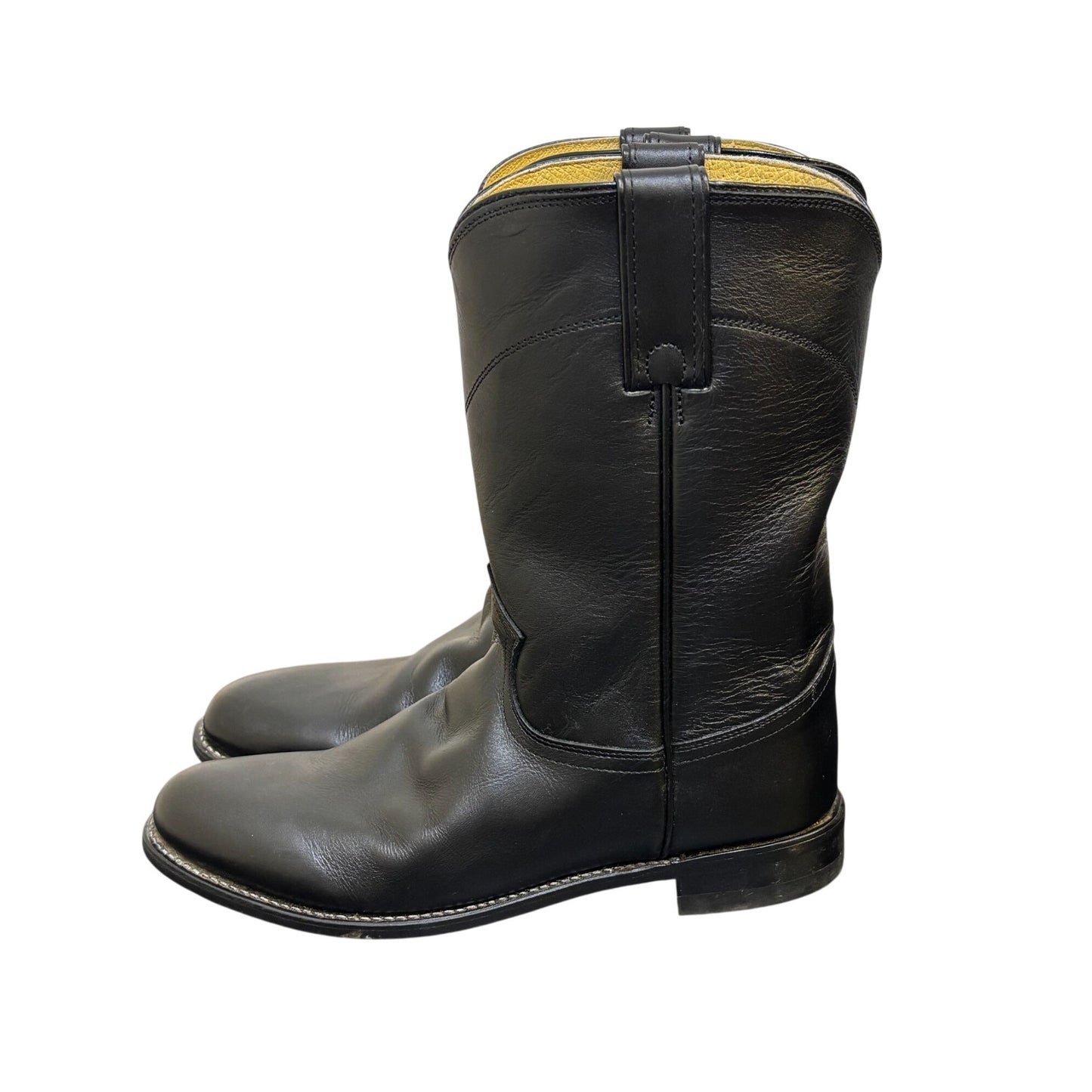 Justin Black Leather Western Boots Size 8.5