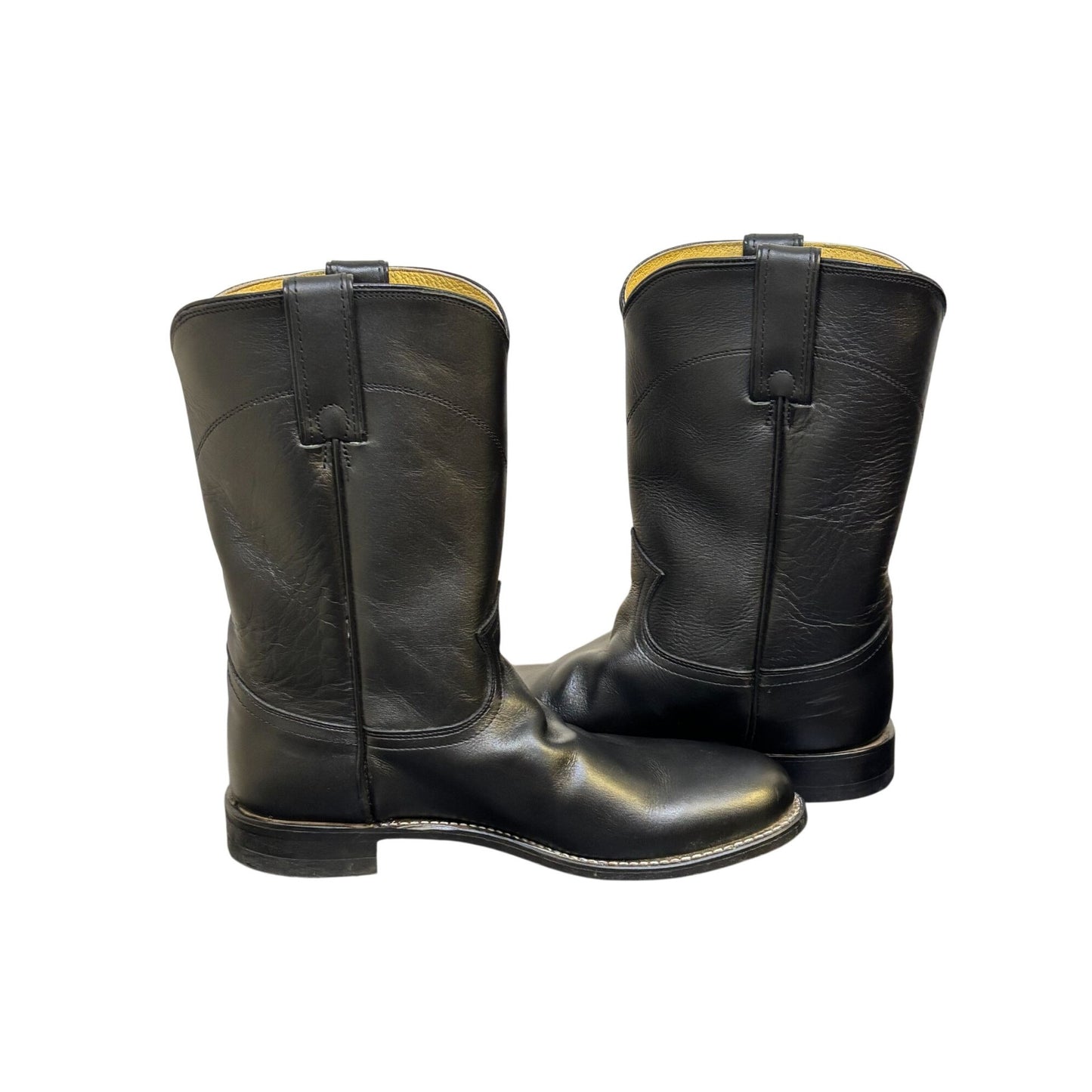 Justin Black Leather Western Boots Size 8.5