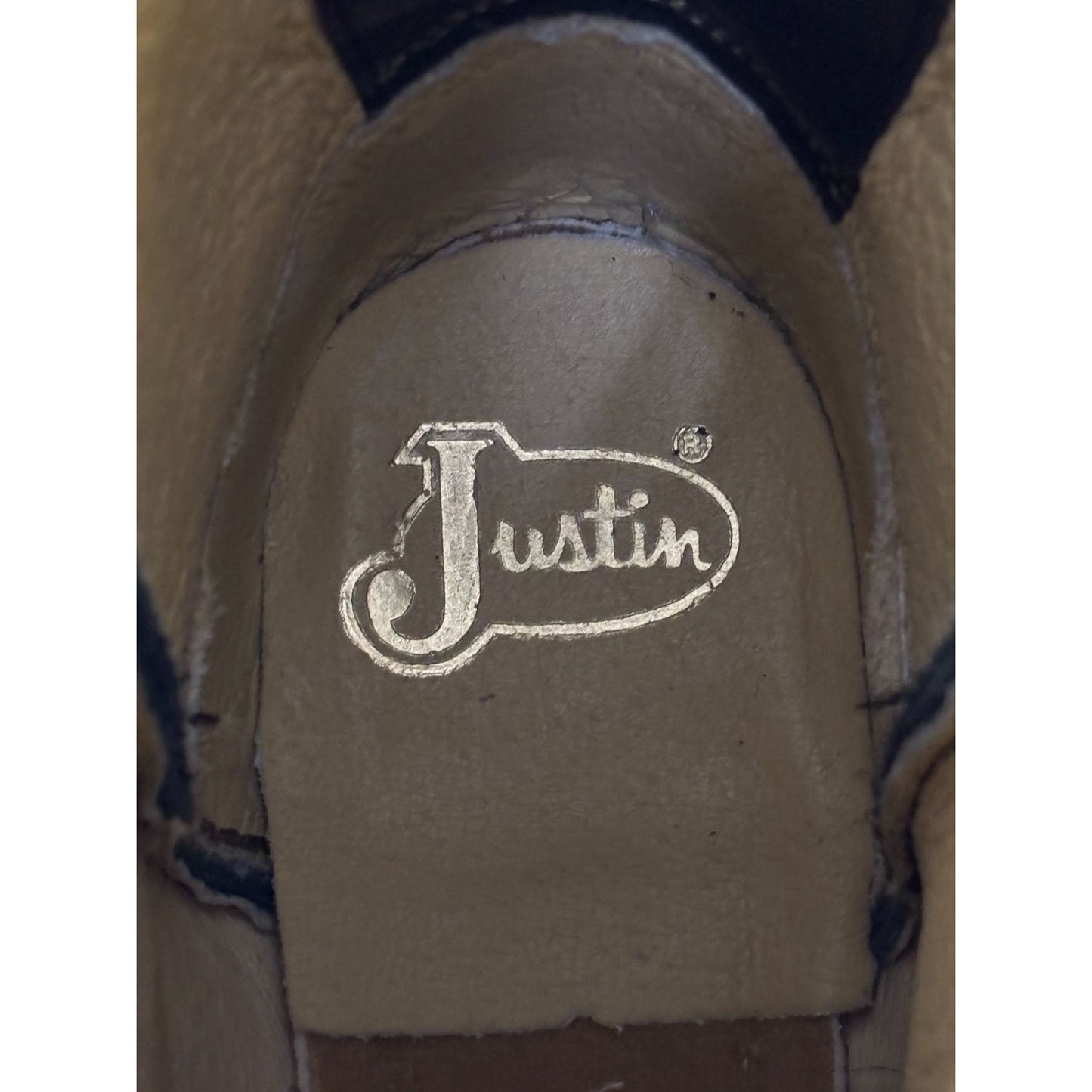 Justin Black Leather Western Boots Size 8.5