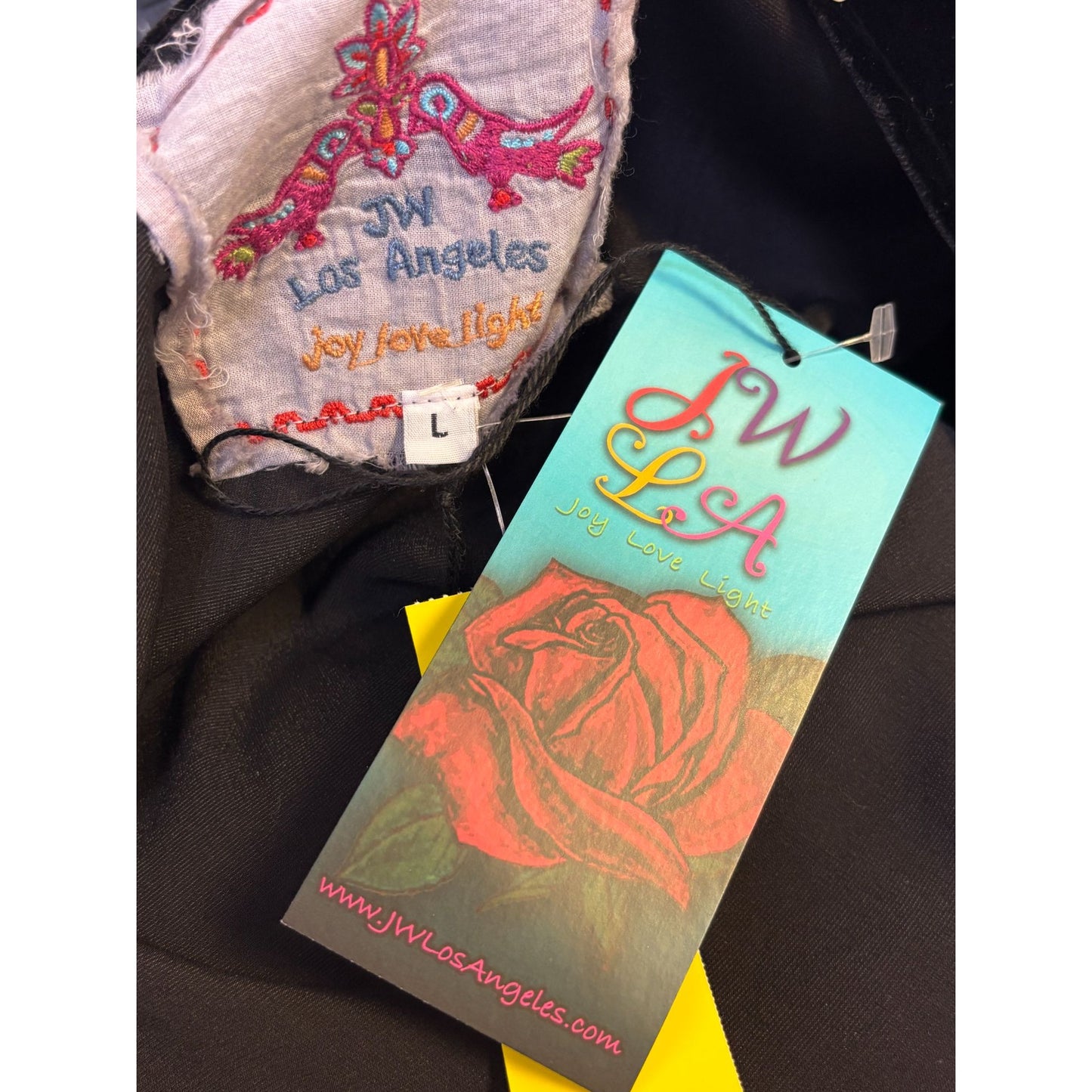 NWT Johnny Was Black Velvet Embroidered Tunic L V-Neck Long Sleeve