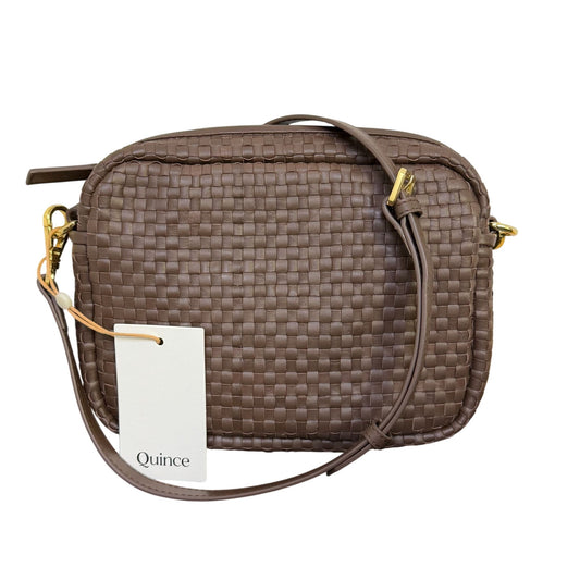 NWT Quince Woven Leather Crossbody Bag In Brown With Adjustable Strap