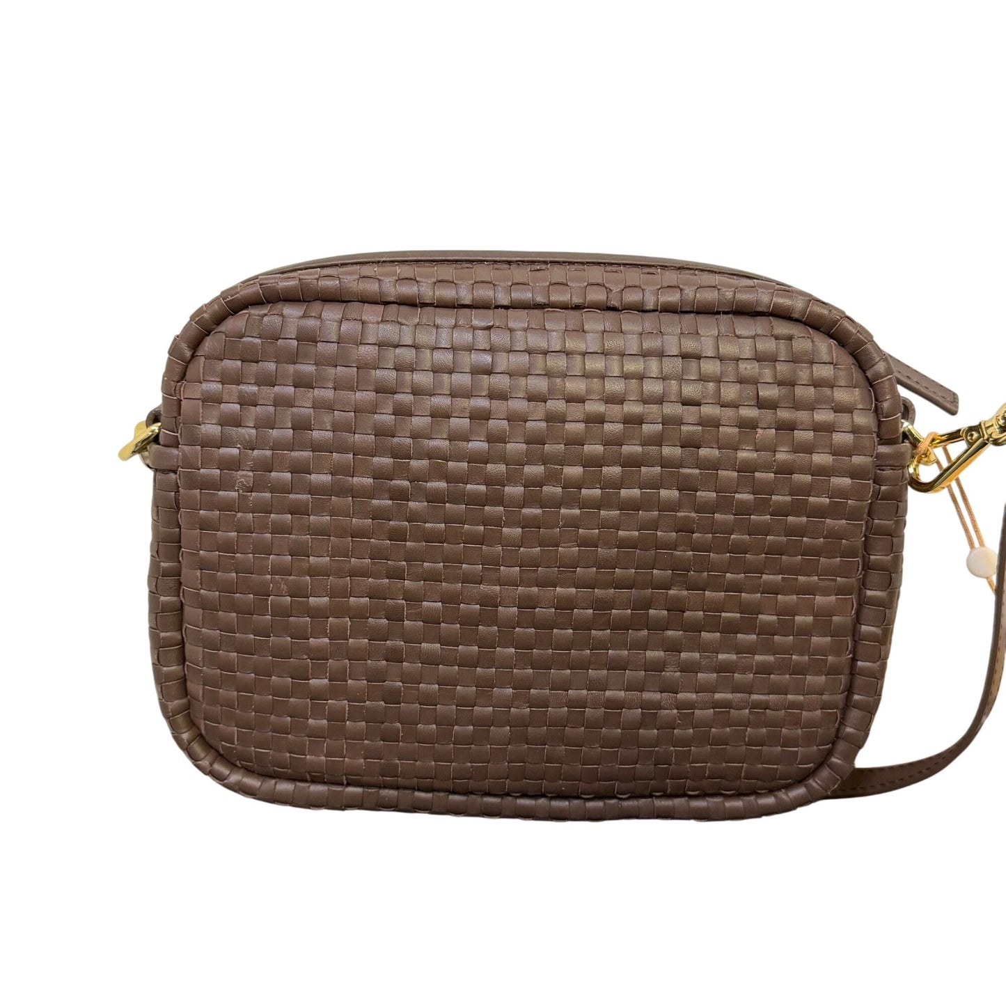 NWT Quince Woven Leather Crossbody Bag In Brown With Adjustable Strap