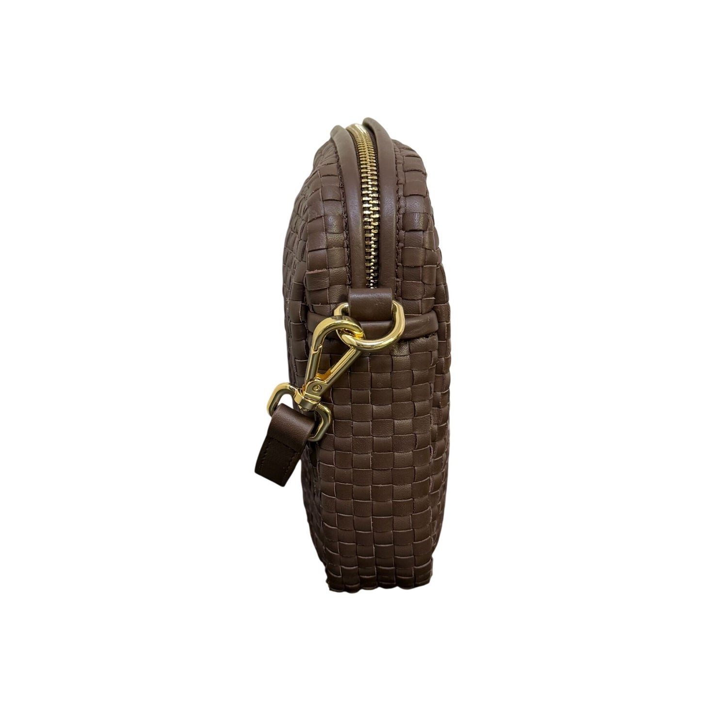NWT Quince Woven Leather Crossbody Bag In Brown With Adjustable Strap