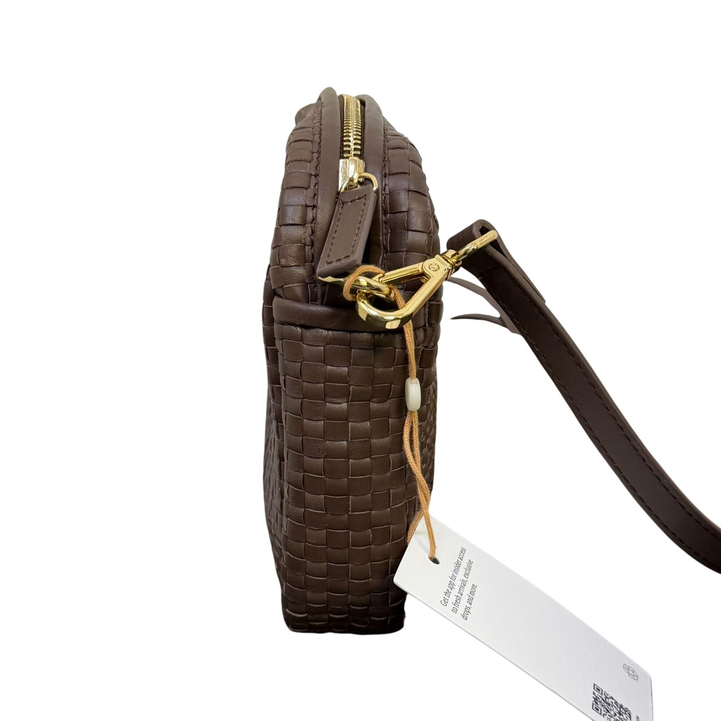 NWT Quince Woven Leather Crossbody Bag In Brown With Adjustable Strap