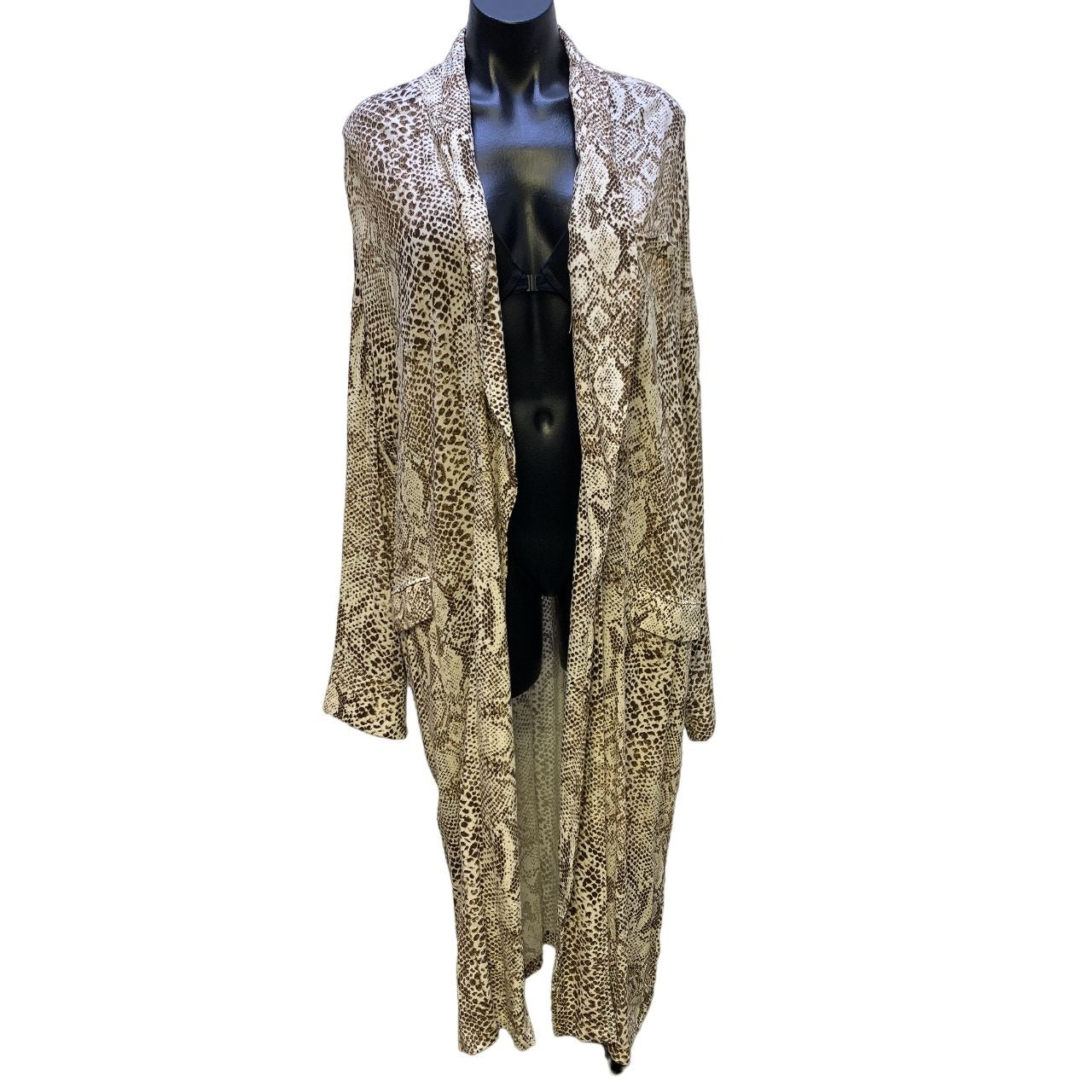 *NWT Free People Brown & White Snake Print Open Cardigan/Duster Size Medium