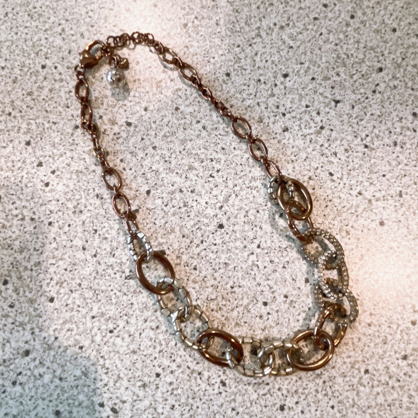 Brighton Copper Silver Chain Necklace Medium