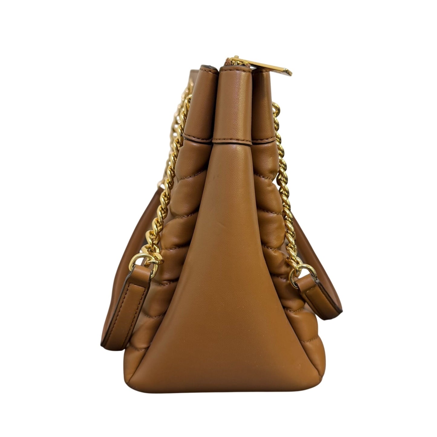 Michael Kors Brown Quilted Leather Shoulder Bag With Gold Chain Strap