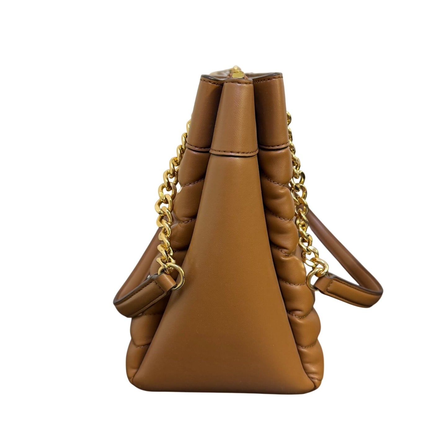Michael Kors Brown Quilted Leather Shoulder Bag With Gold Chain Strap