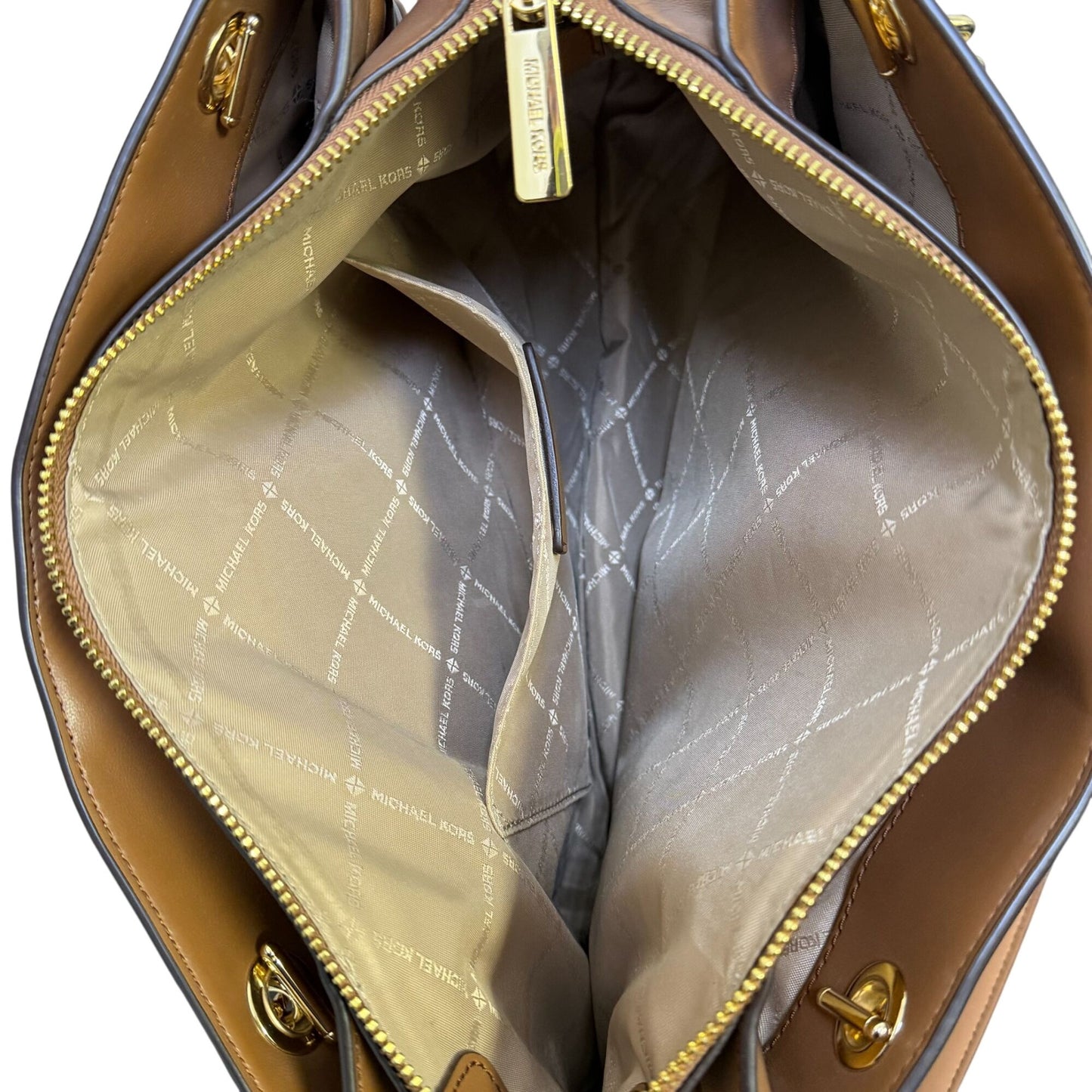 Michael Kors Brown Quilted Leather Shoulder Bag With Gold Chain Strap