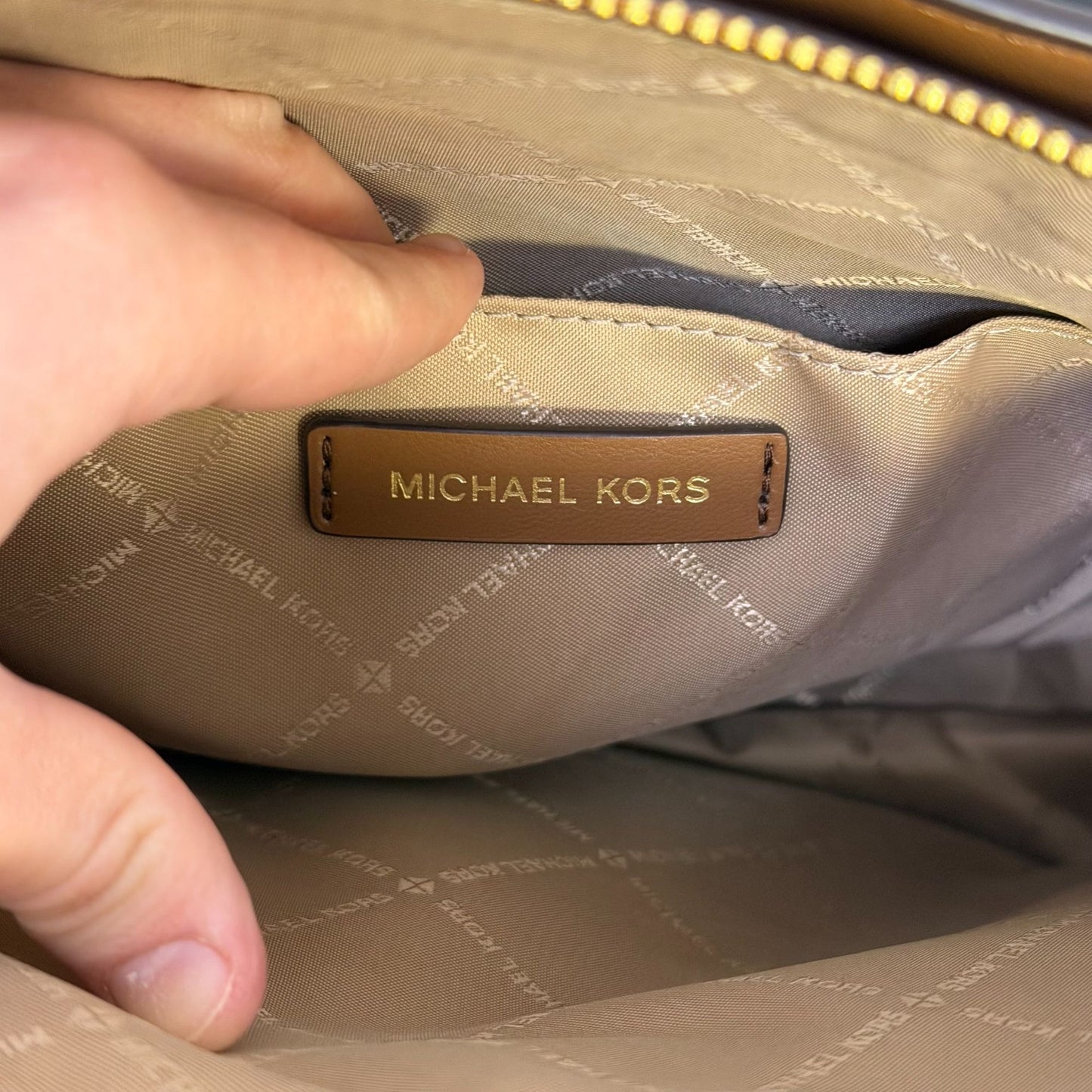 Michael Kors Brown Quilted Leather Shoulder Bag With Gold Chain Strap