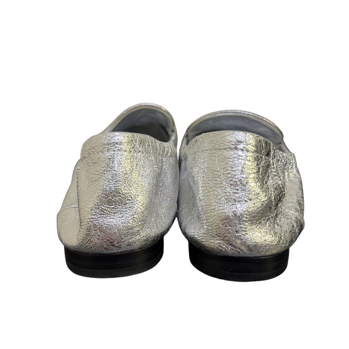Tory Burch Silver Metallic Loafers Flats Slip-On Shoes 9
