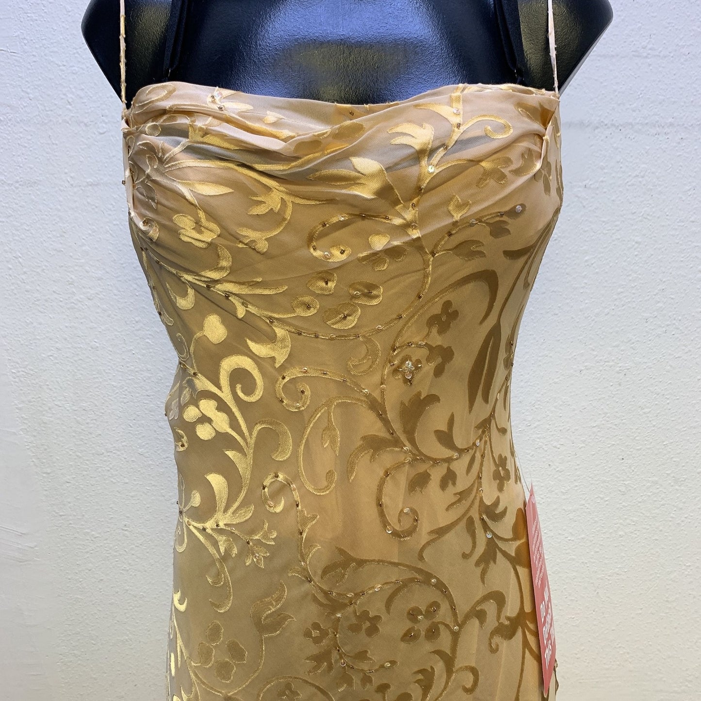 NWT Dave & Johnny Gold Embellished Low Back Maxi Dress Size 11/12