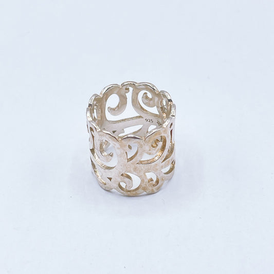 Sterling Silver Openwork Scroll Design Eden Band Ring By Silpada Size 7