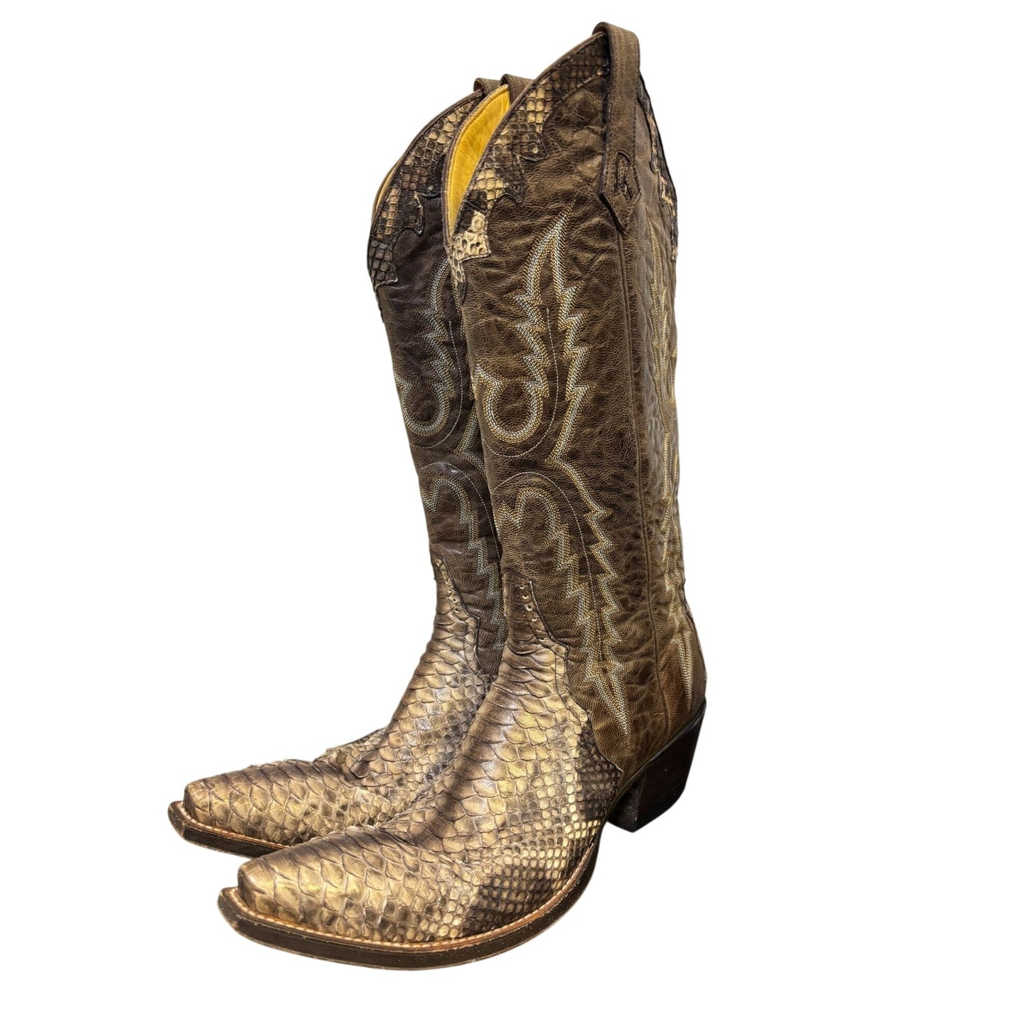 Rod Patrick Brown Python Western Boots Size 10