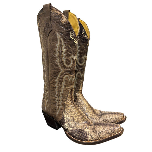 Rod Patrick Brown Python Western Boots Size 10
