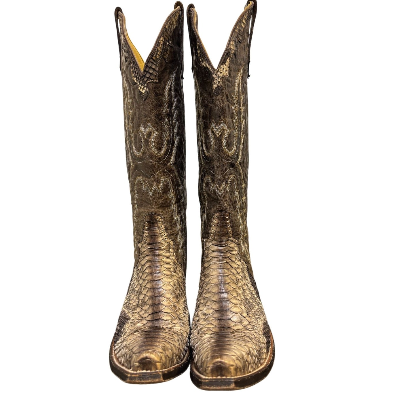Rod Patrick Brown Python Western Boots Size 10