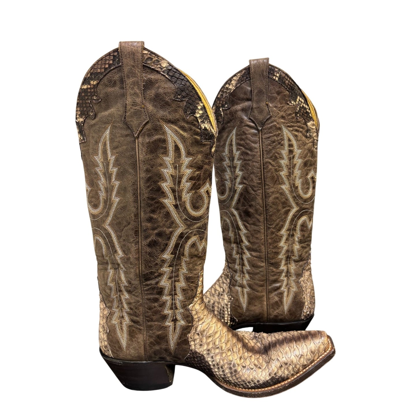 Rod Patrick Brown Python Western Boots Size 10