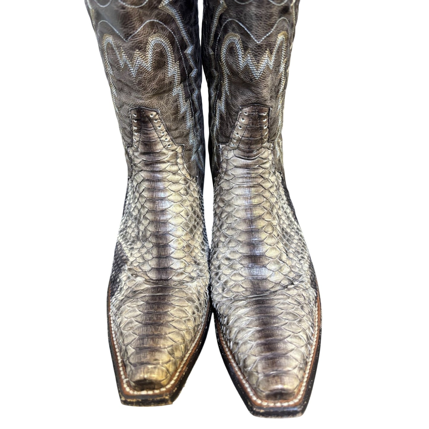 Rod Patrick Brown Python Western Boots Size 10