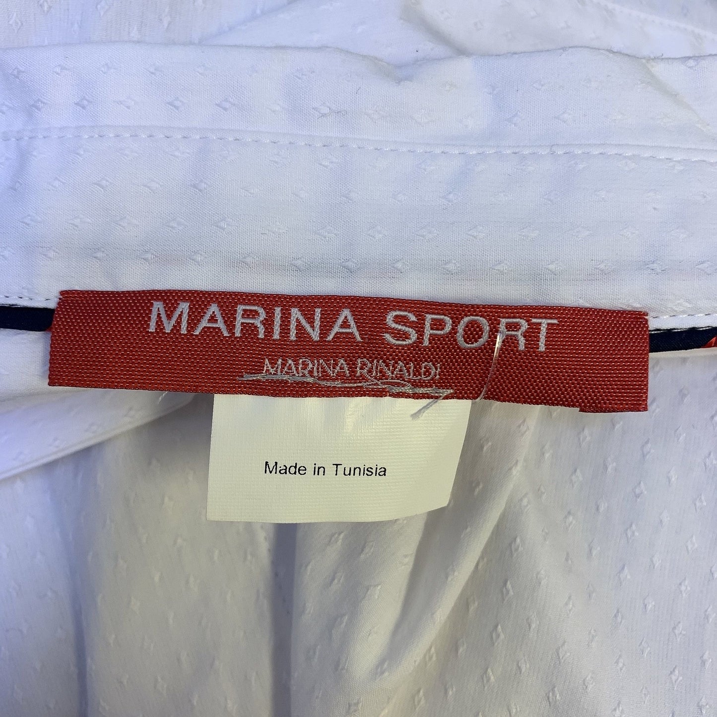 NWT Marina Sport Marina Rinaldi White Cotton Textured Button-Up Blouse Size 16