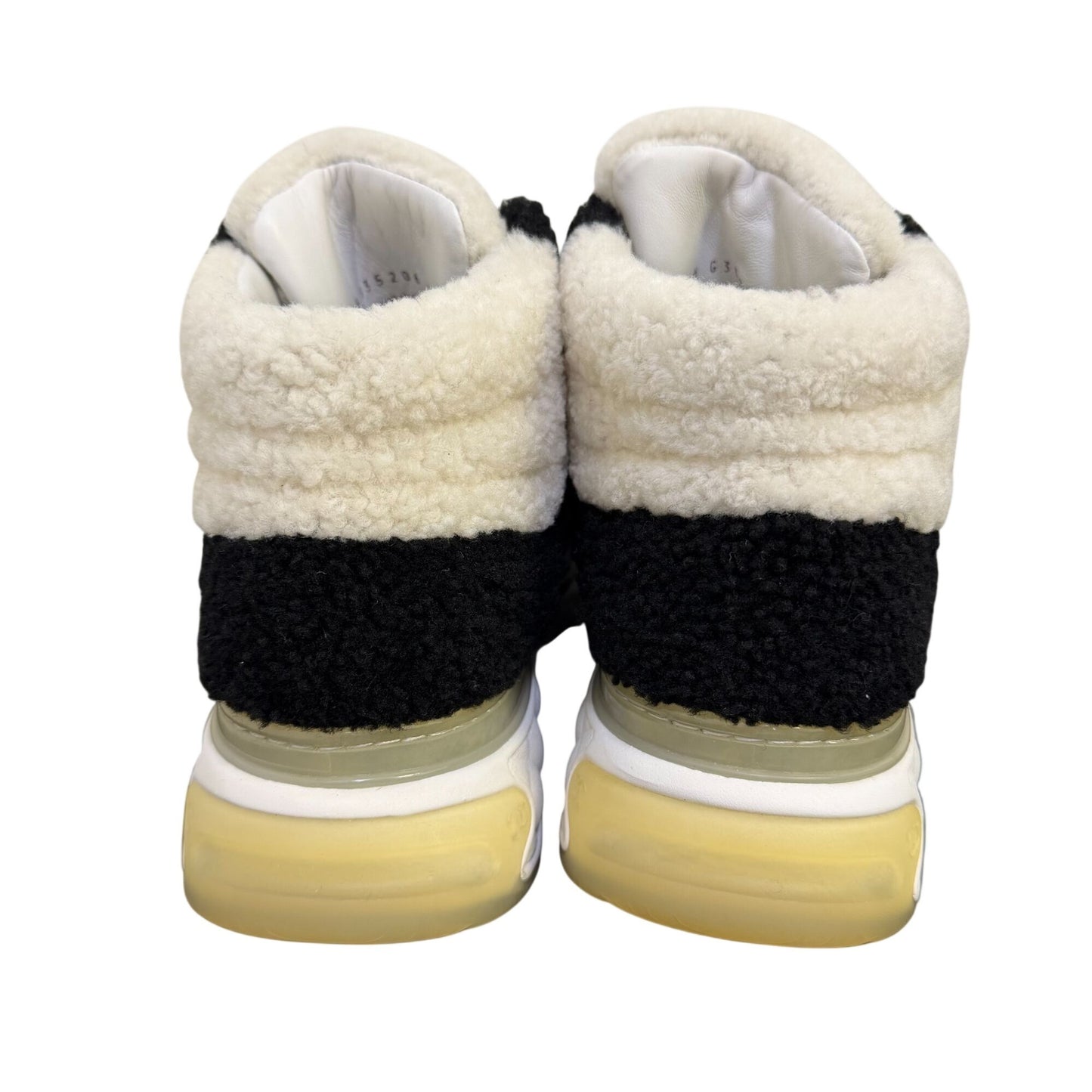 Chanel Ankle Booties Black & White Shearling Suede Size 7.5/38