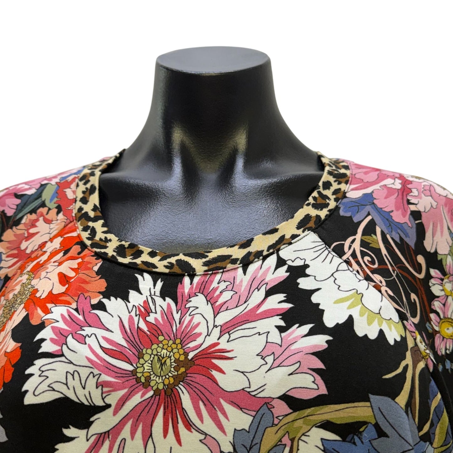 NWT Johnny Was Floral & Leopard Print Blouse Multi 1X