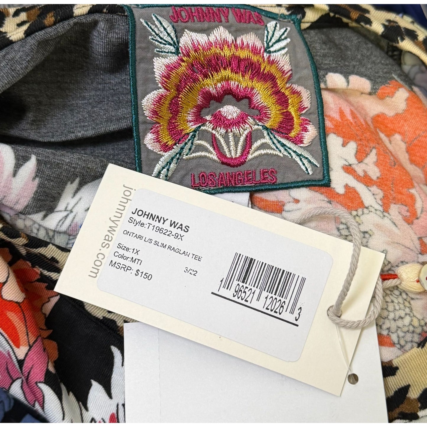 NWT Johnny Was Floral & Leopard Print Blouse Multi 1X