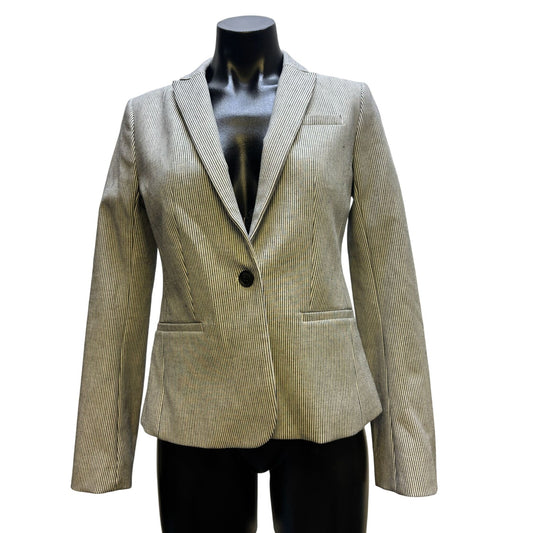 NWT Banana Republic Classic Fit Striped Jacket Gray & White Size 2