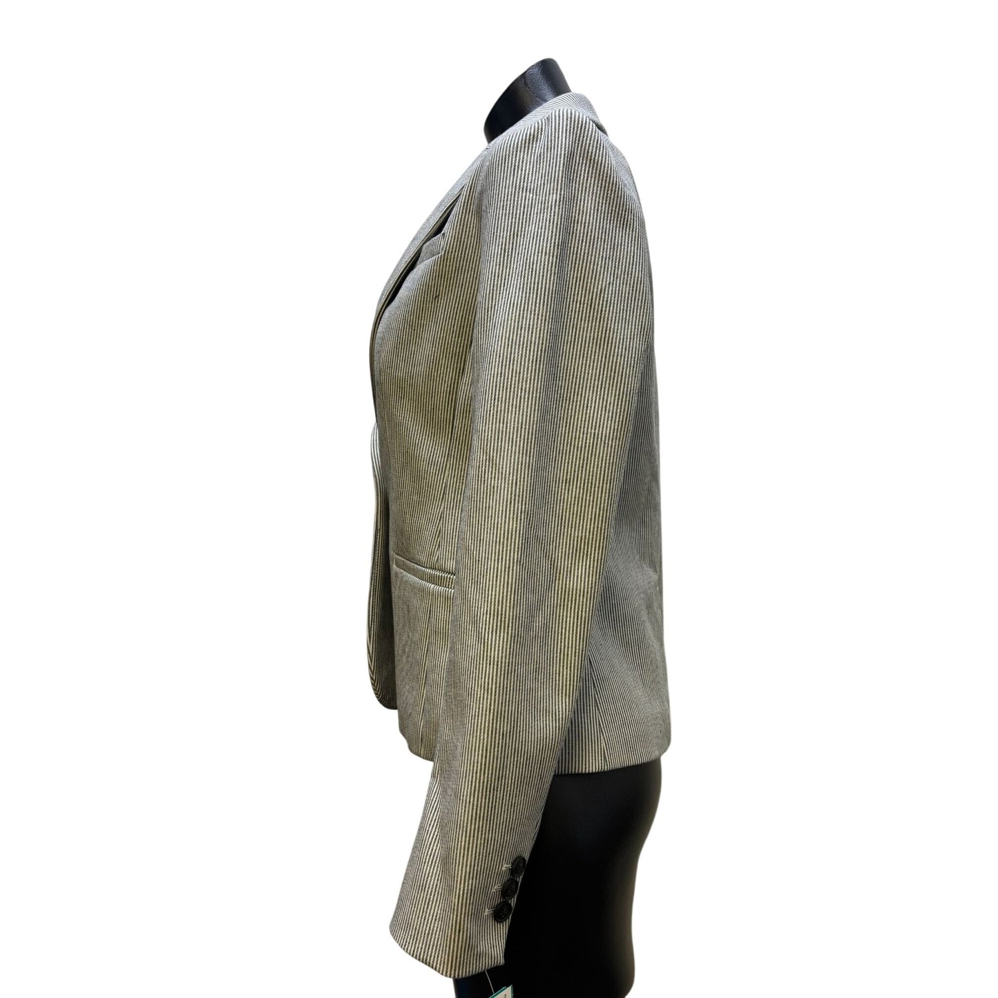 NWT Banana Republic Classic Fit Striped Jacket Gray & White Size 2