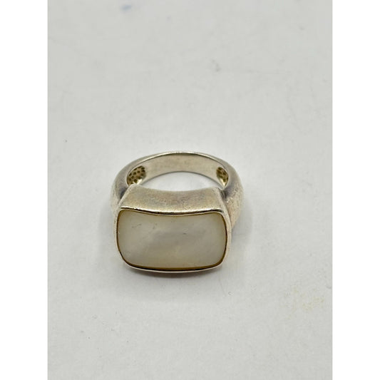 Vintage Sterling Silver 925 Mother Of Pearl Statement Ring 7