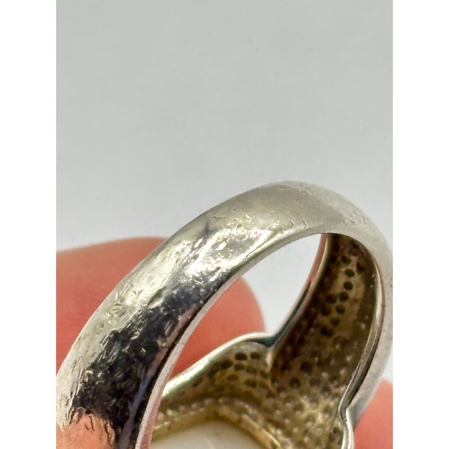 Vintage Sterling Silver 925 Mother Of Pearl Statement Ring 7