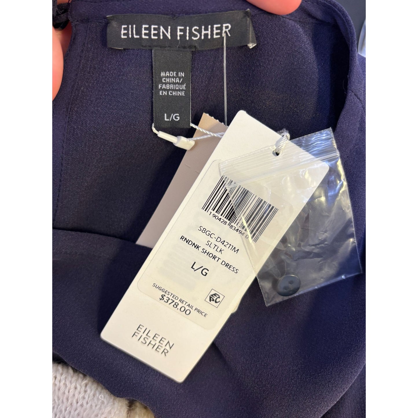 NWT Eileen Fisher Silk Blend Rndk Short Dress Purple L