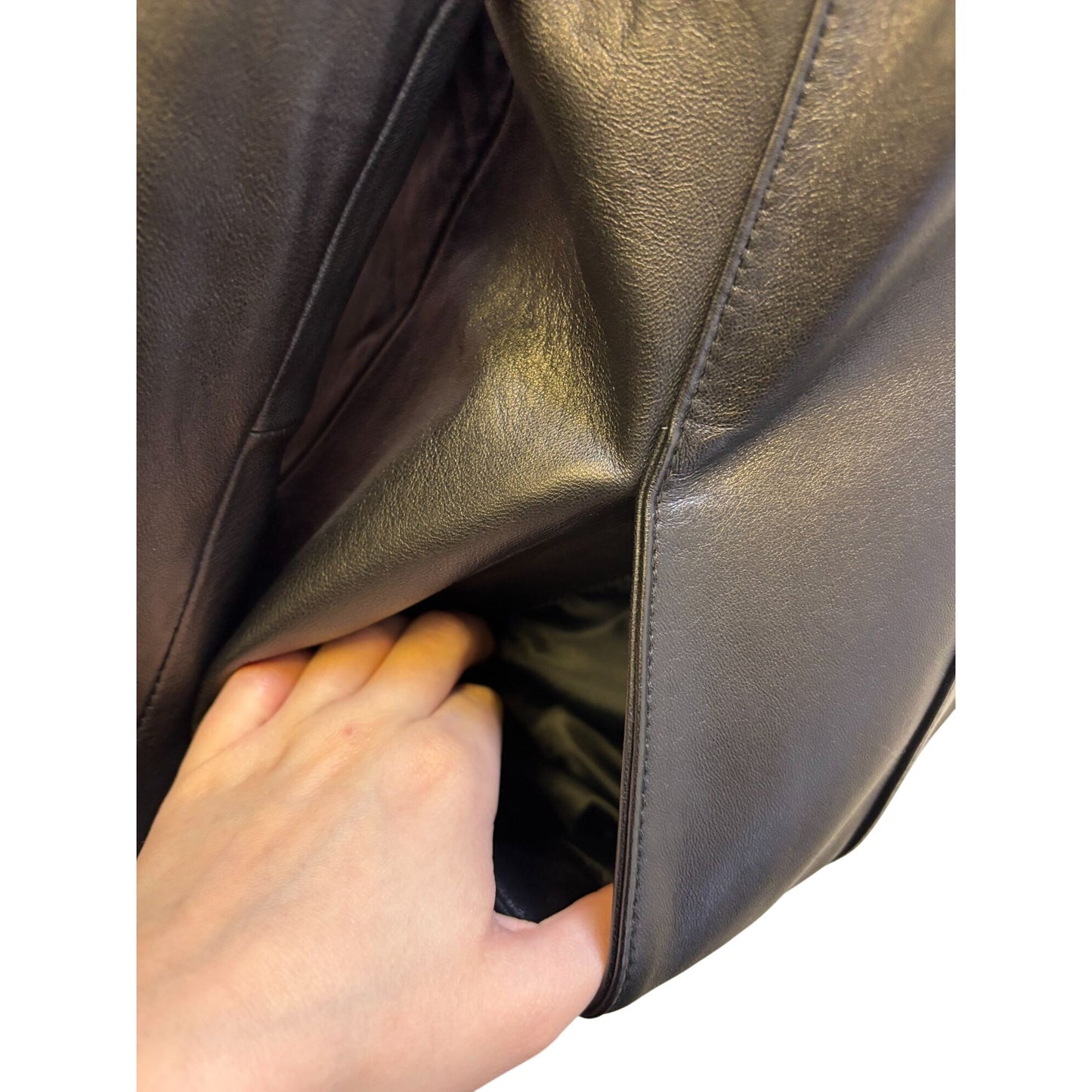 Black Cole Haan Lambskin Leather Zip Up Jacket XL
