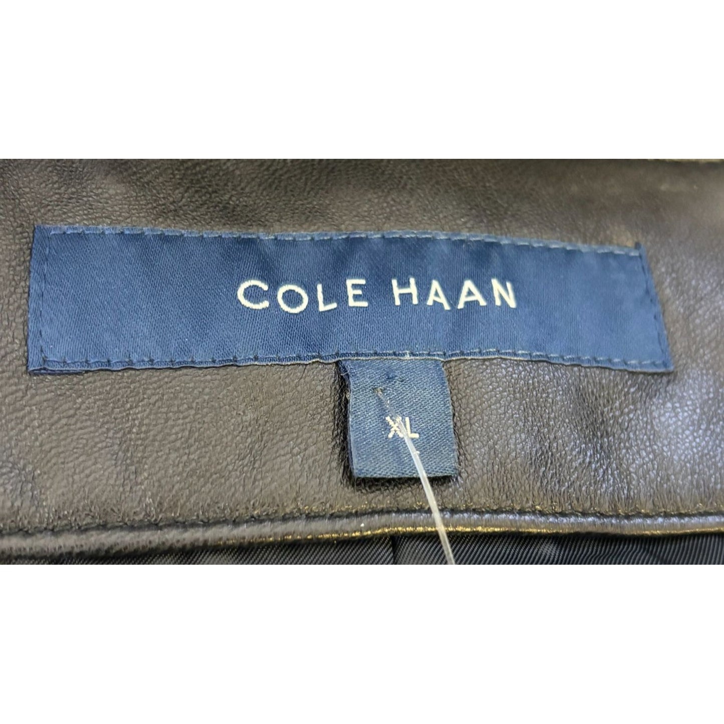 Black Cole Haan Lambskin Leather Zip Up Jacket XL