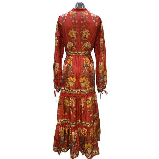 NWT Farm Rio For Anthropologie Red Floral Peasant Maxi Dress M