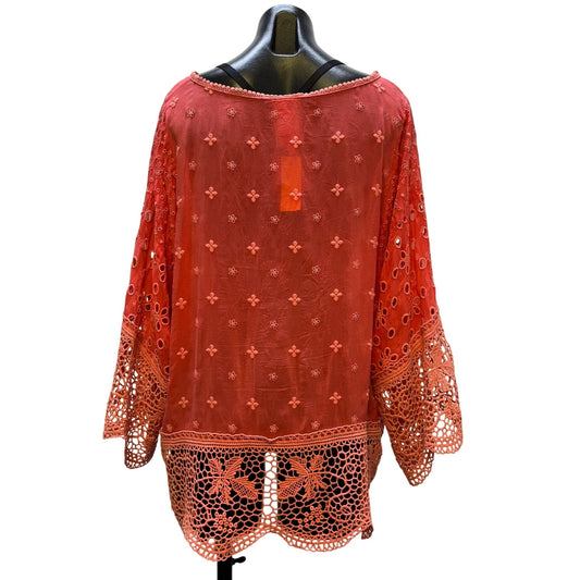 Johnny Was  Crochet Lace Tunic Top Red L