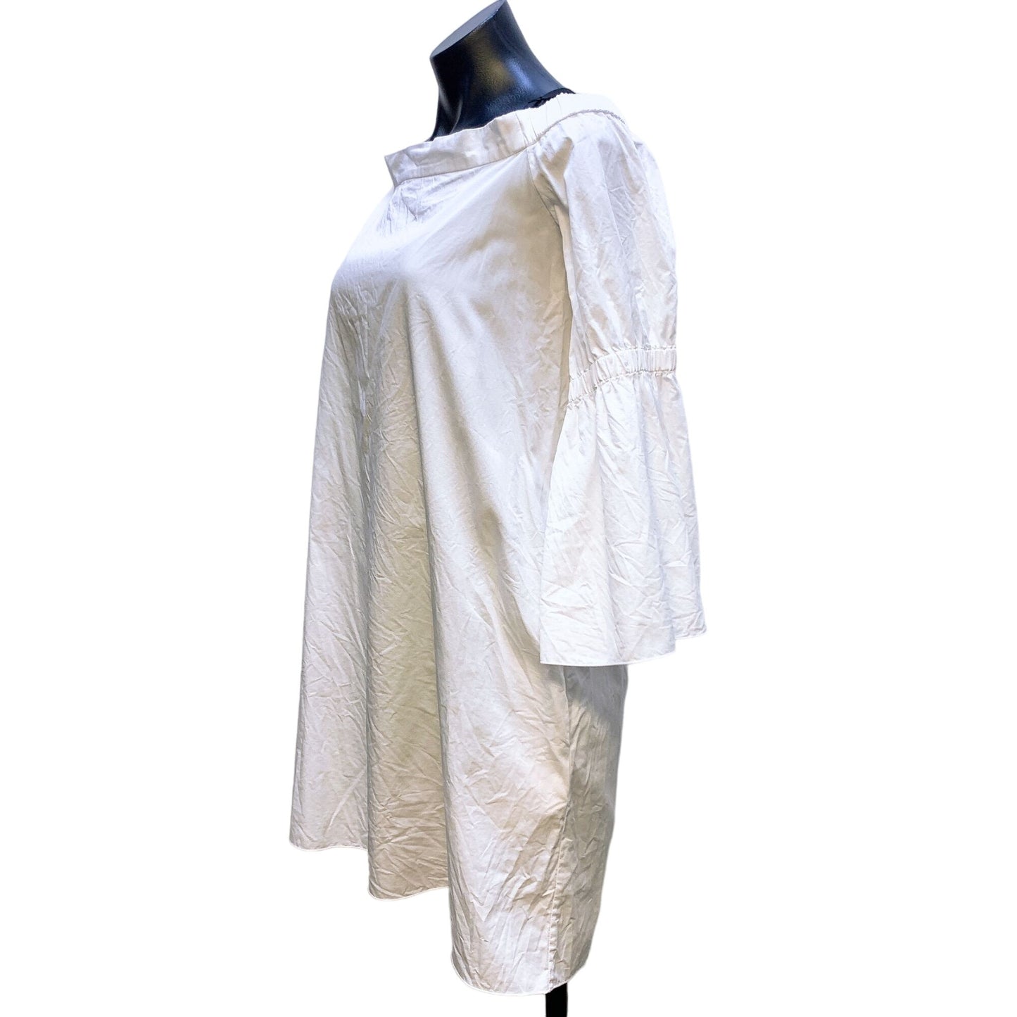 Tibi Womens White Cotton Blouse Size 8 Flowy Bell Sleeves