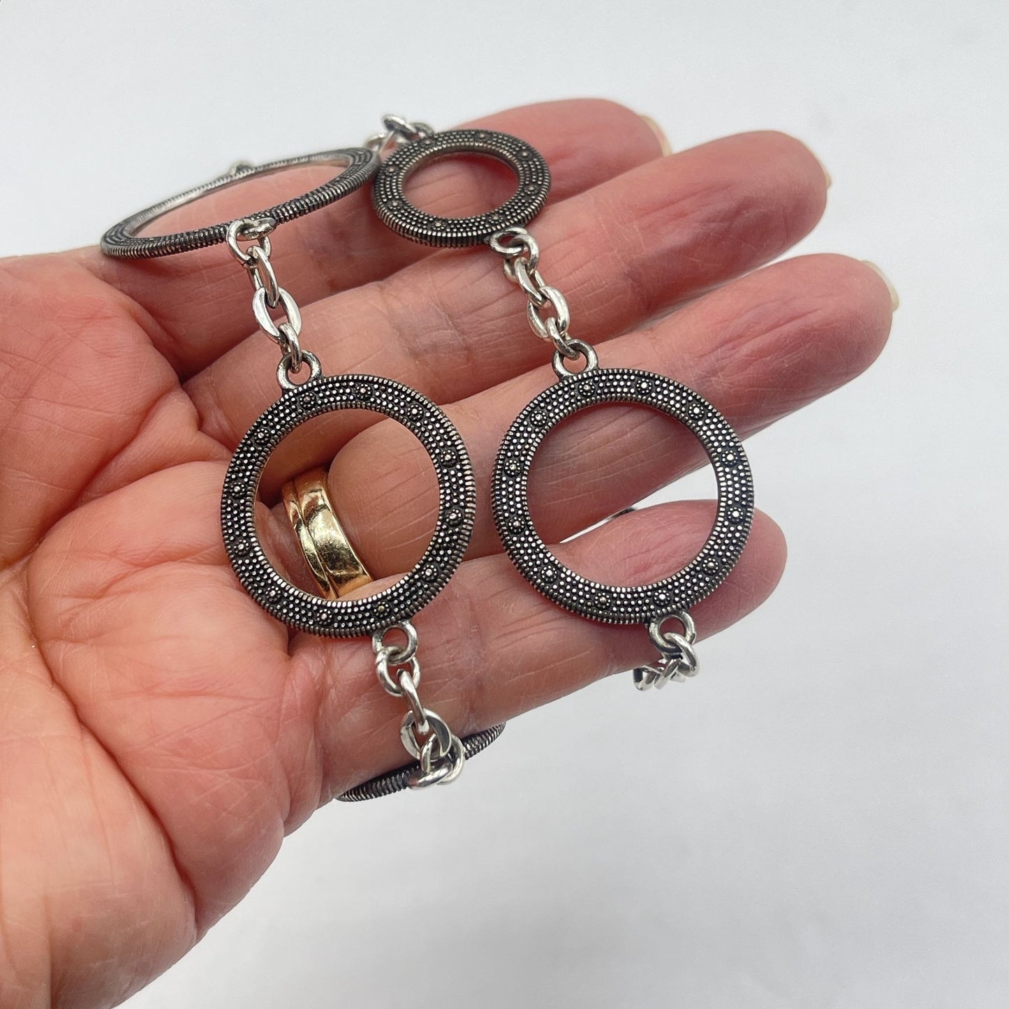 Brighton Silver-Tone Circle Link Toggle Bracelet