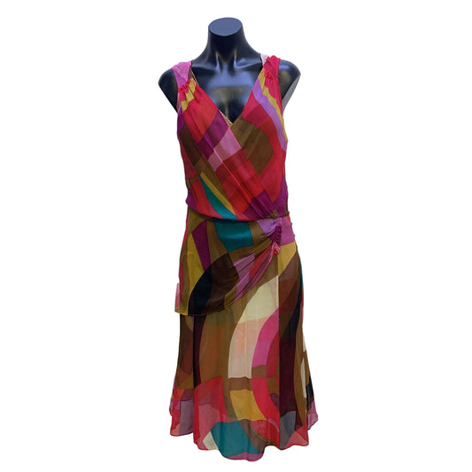 NWT Tracy Reese Women's Multicolor Sleeveless Silk Dress Size 8