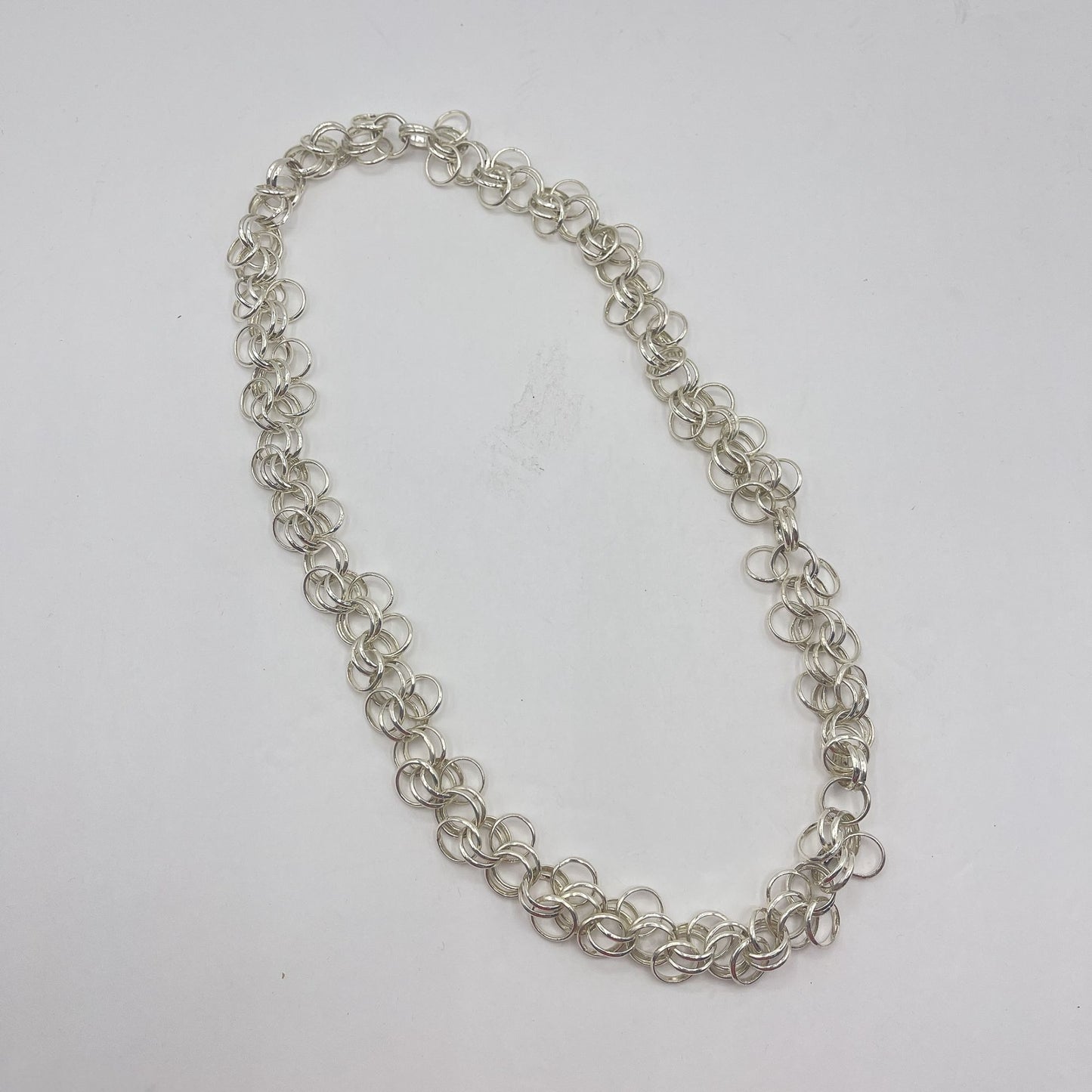 925 Sterling Silver Zig Zag Chainmaille Chain Ladies Necklace