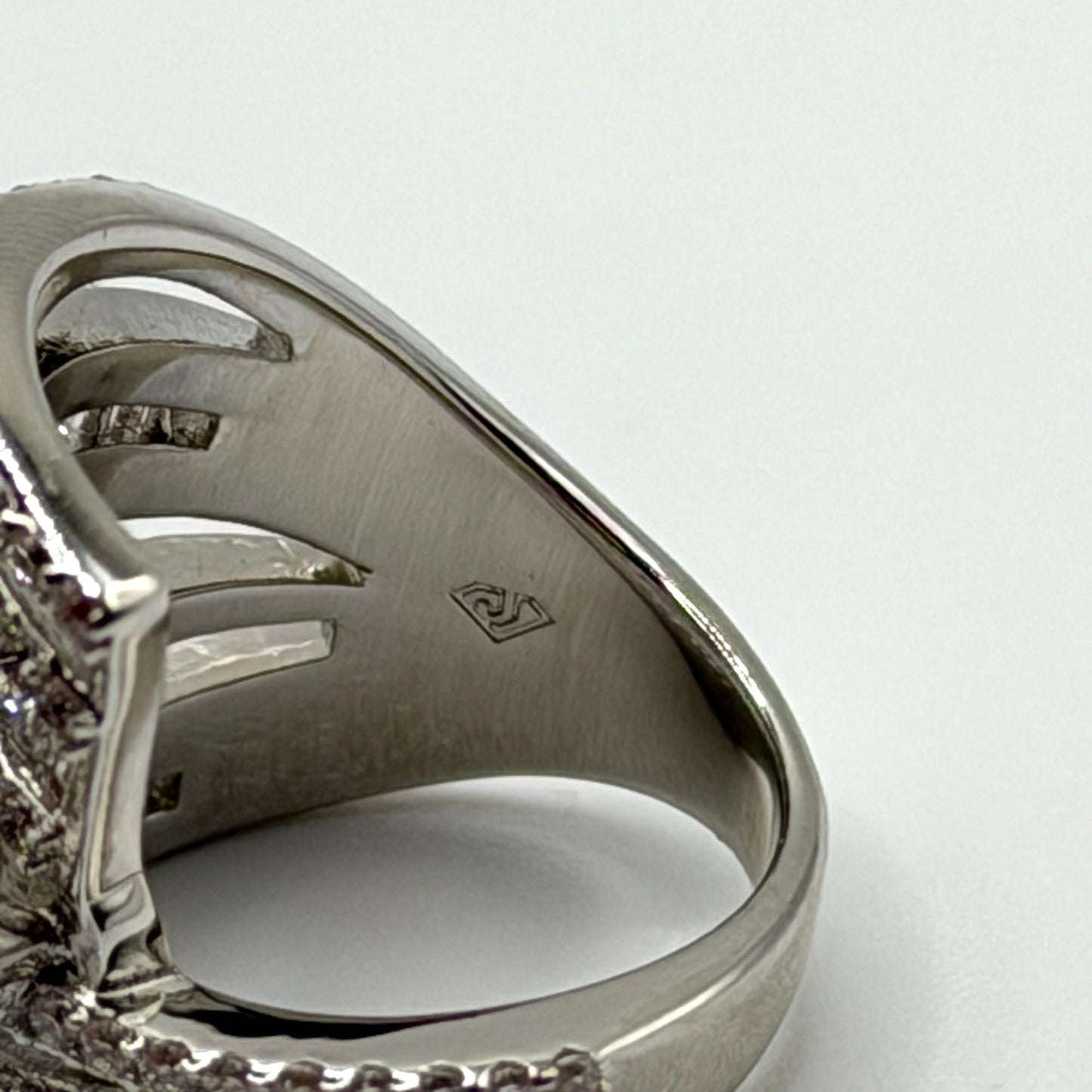 Jzora Multi-Stone Wide Band Silver-Tone Ring Size 5.5