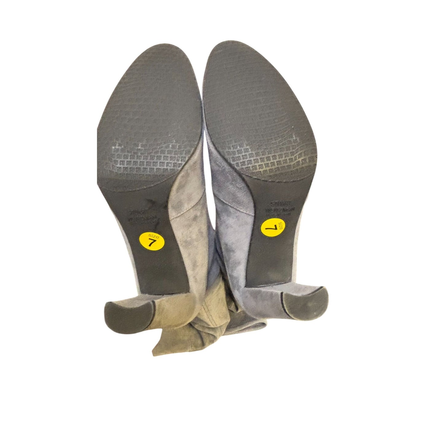 Stuart Weitzman Suede Over-The-Knee Boots Grey With Block Heel & Tie Closure Size 7