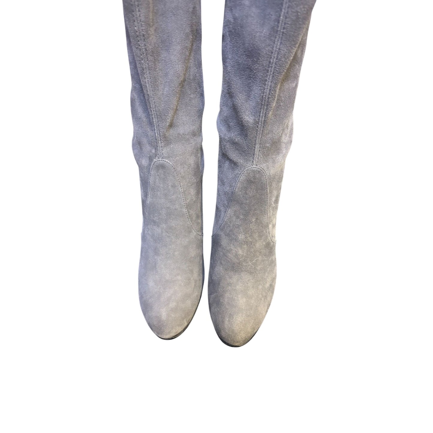 Stuart Weitzman Suede Over-The-Knee Boots Grey With Block Heel & Tie Closure Size 7