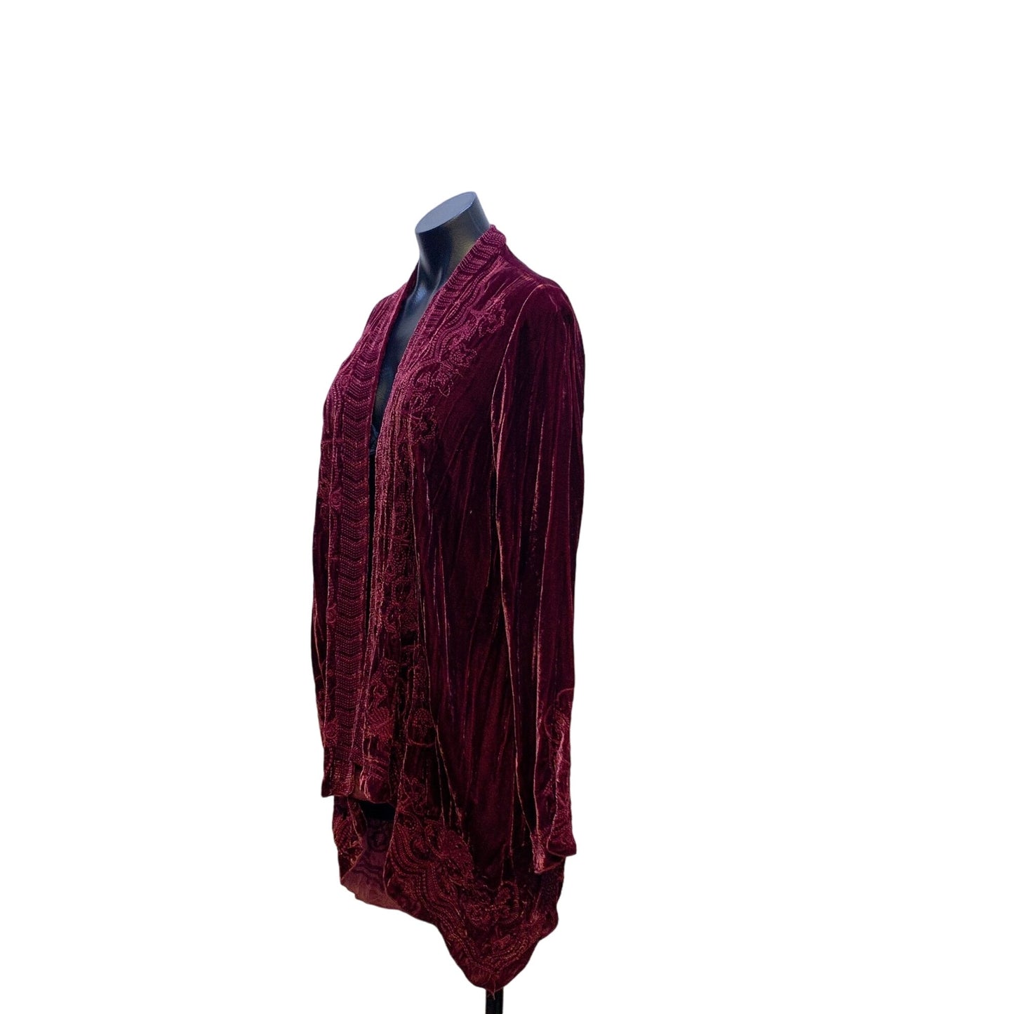 JW Los Angeles Burgundy Velvet Kimono Cardigan M