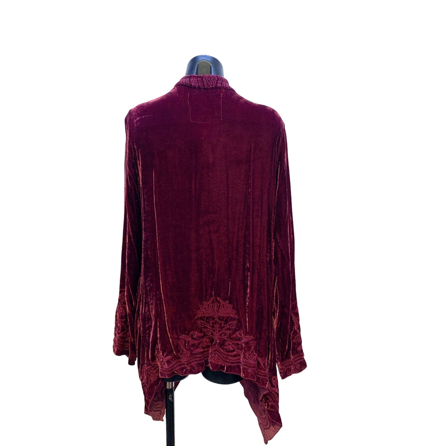 JW Los Angeles Burgundy Velvet Kimono Cardigan M