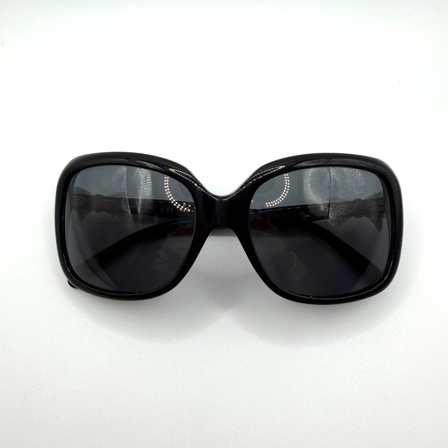 Chanel Ribbon Coco Black Oversized Sunglasses With White Bow Accent