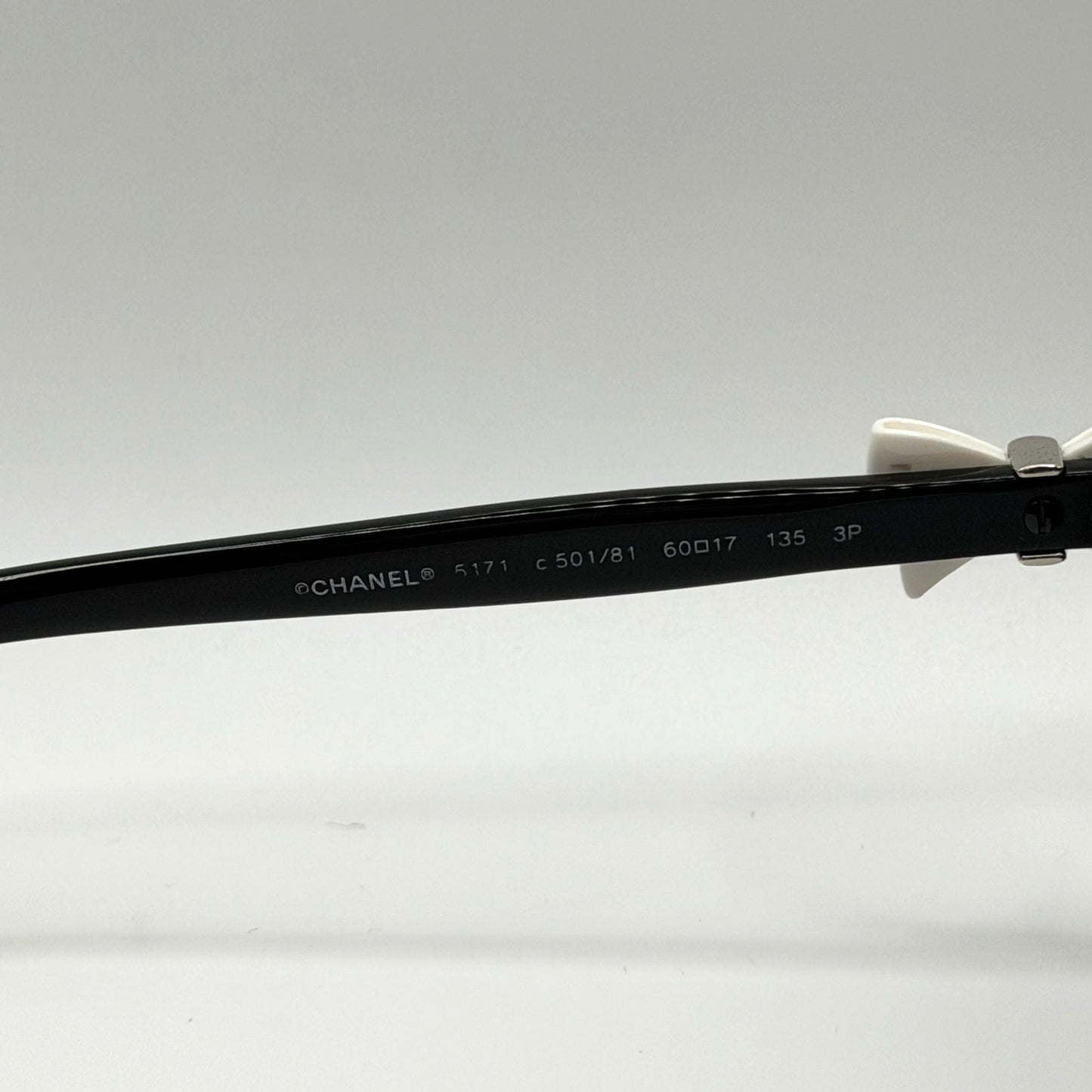 Chanel Ribbon Coco Black Oversized Sunglasses With White Bow Accent