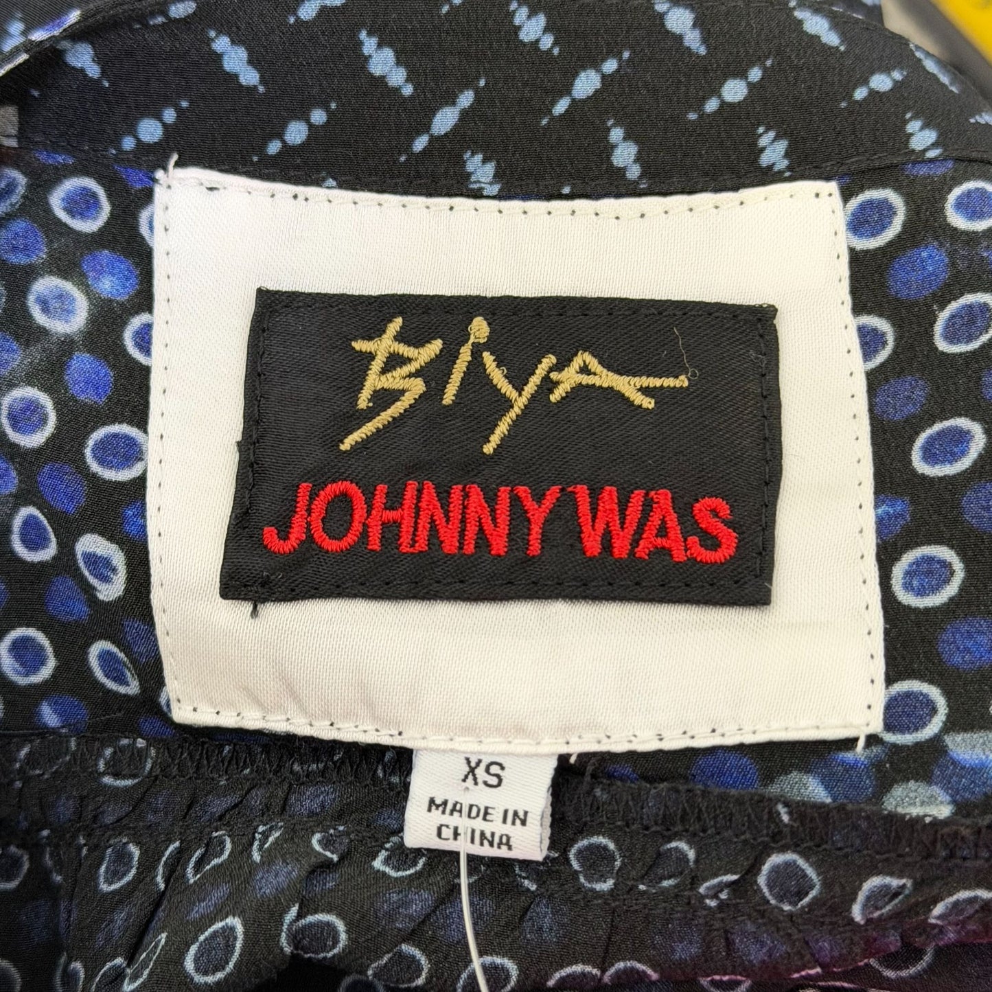 Johnny Was Biya Black Multicolor Embroidered Tunic Blouse XS