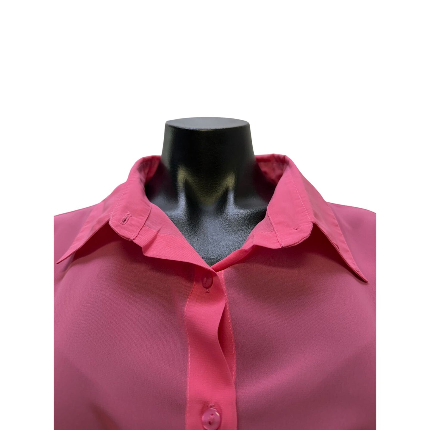 NWT Pia Rossini Sheer Belted Button-Up Pink Shirt Dress M