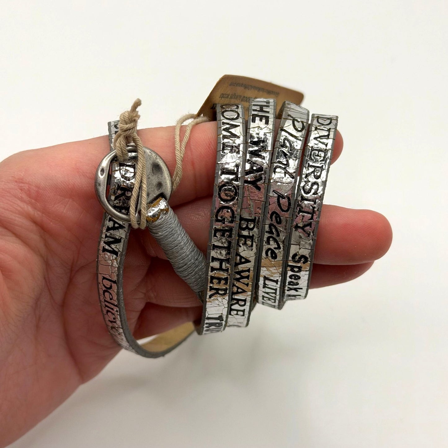 Good Works Silver Leather Wrap Bracelet Genuine Leather